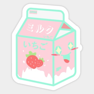 Kawaii Strawberry Milk Sticker